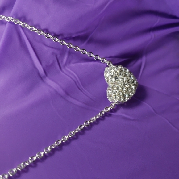 Heart Pendant Necklace – Sterling Silver Overlay - Sparkling Swarovski Crystal - Picture 8 of 12